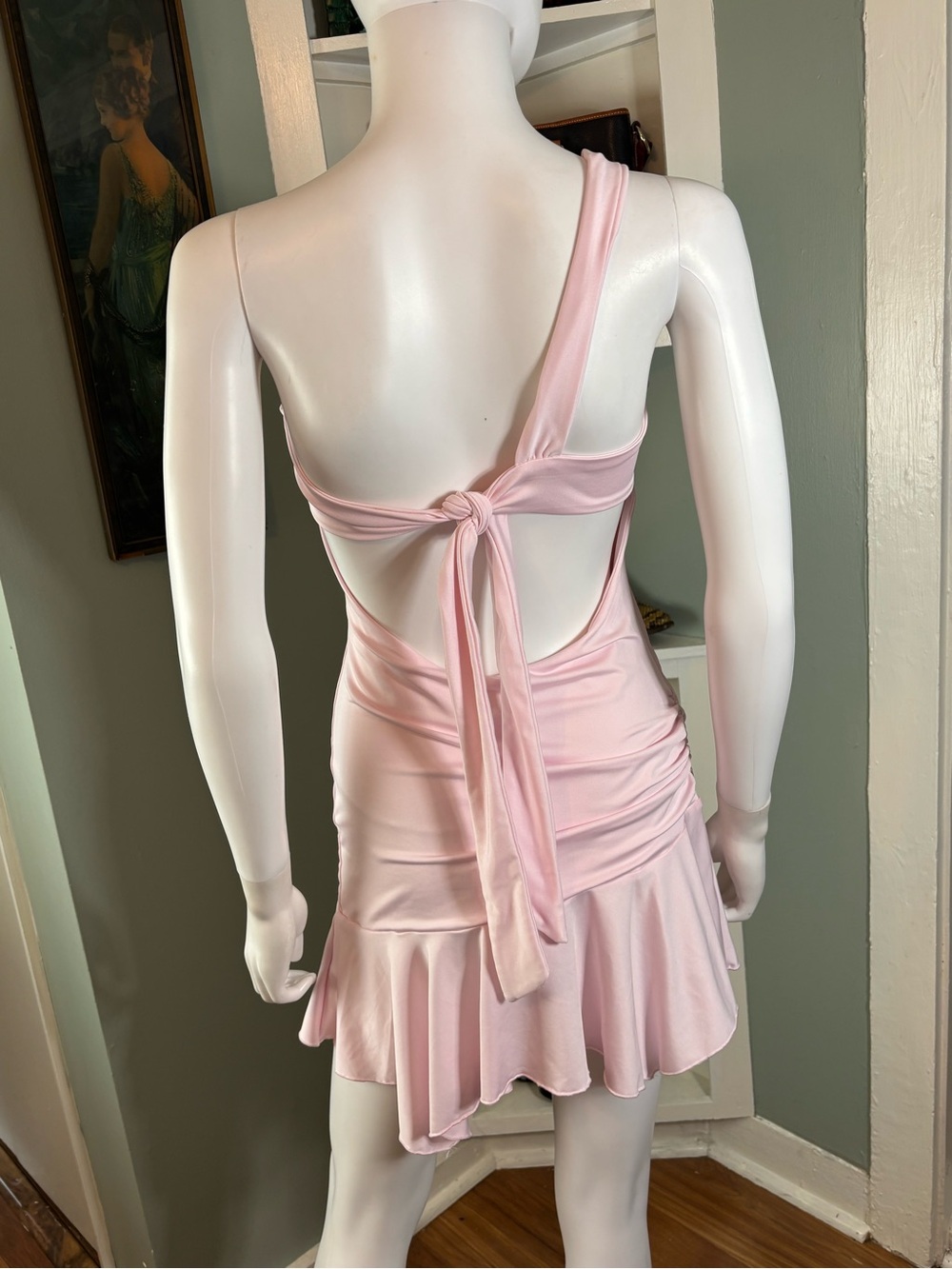 NWT New Not Your Fan Cut Out Pale Pink Mini Dress One Shoulder Sz 6 - Picture 10 of 12